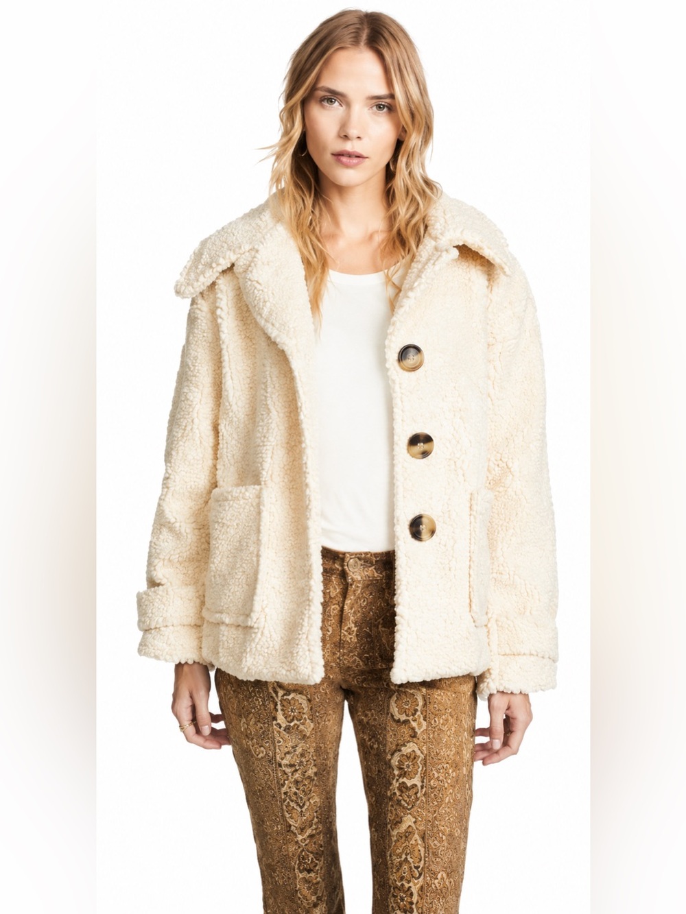 Free People Runway Popular Soft Teddy Bear Jacket – Large - Picture 1 of 7